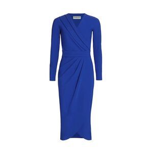Chiara Boni La Petite Robe Jodene Pleated Wrap Midi Dress Size 4
